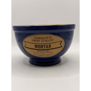 Italian Terracotta Mortar Bowl Ceramiche ALFA Florence Tuscany Blue Kitchen